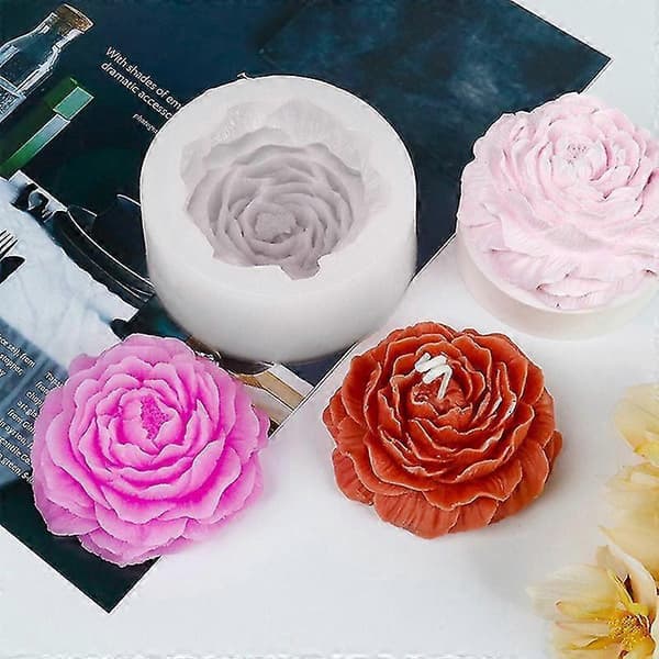 DIY Stor Pæon Blomst Lys Silikoneform Lysfremstilling Håndværk Bageforme