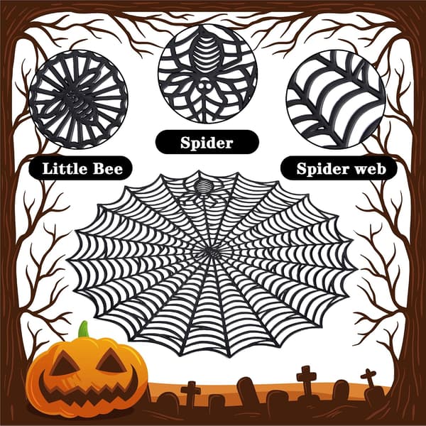 6 st Halloween spindelnätsunderlägg, svarta, 38 cm diameter
