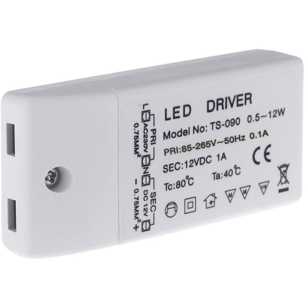 Strømtransformator, AC85-265V til DC 12V SMD LED Driver Strømtransformator til MR11/G4/MR16/GU5.3 12 Watt pærer