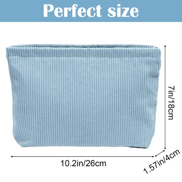 Kosmetiktaske i Corduroy Canvas - Lyseblå