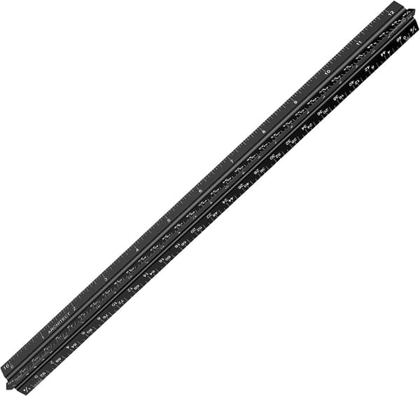 30 cm Aluminium Arkitektmålestok Trekantet Målestok til Studerende, Sort