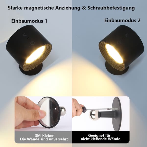 Touch Remote Magnetisk Vägglampa Spotlight - Regular Svart