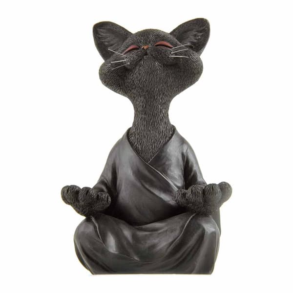 Snodig grå Buddha-kattefigur meditasjon yoga samleobjekt