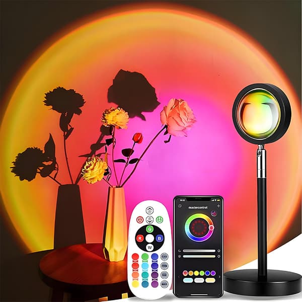 Solnedgangslampeprojektor med APP- og knappekontroll LED nattlys