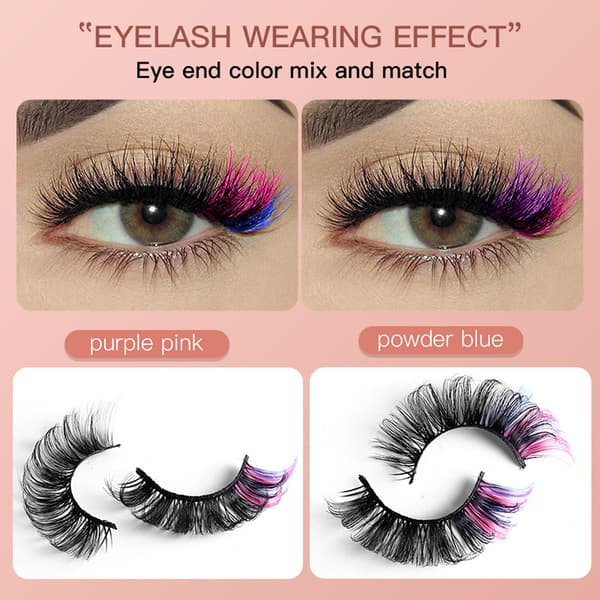 7 par farvede vipper makeup vipper, vipper med farve, regnbue øjenvipper til makeup vippe extensions