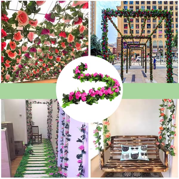 4 stk. blomstergirlander rosegirlander 2,1 meter for bryllup, dekorasjon