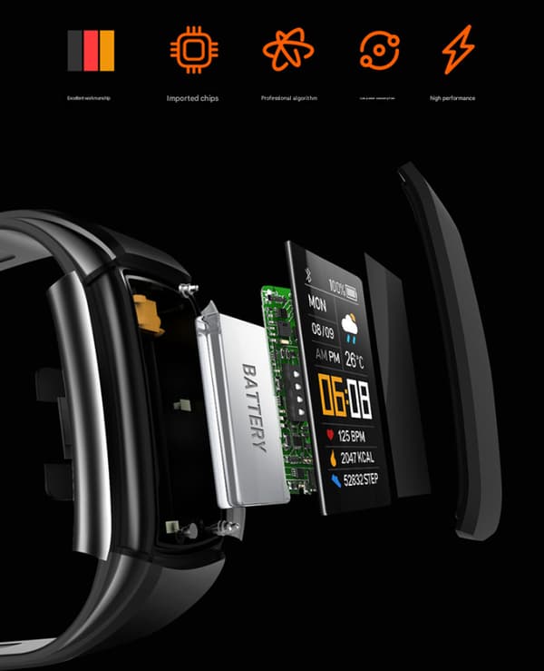 Multifunktionelt Smartwatch - Puls, Blodtryk, Søvnmonitor & Flere Sundheds- og Livsstilsfunktioner