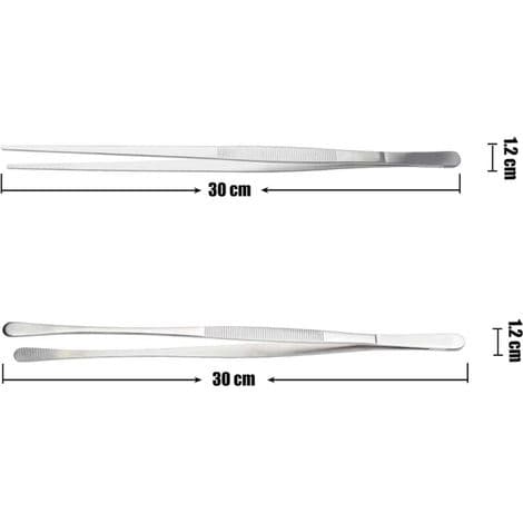 30 cm køkkentang i rustfrit stål – skridsikkert design – fin præcision til grill og bagning – sæt med 2