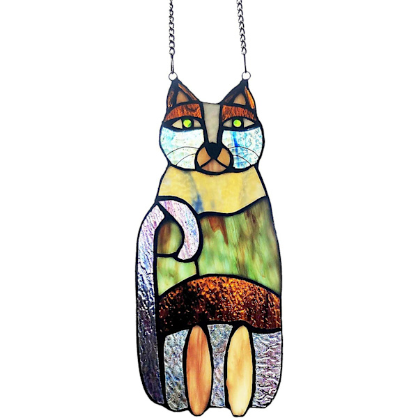 Crazy Cat Glassmaleri Panel, Vindus Solfanger, Vindusdekor