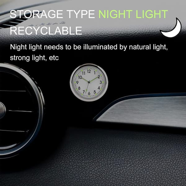 Bil Natlys Mini Ur - Sort 40mm (med dobbeltsidet lim)