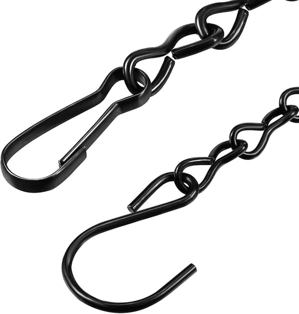 2-pak hængekæde til fuglefoderautomater, plantekasser, lanterner og ornamenter (24,1 cm, sort), sort