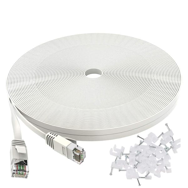 Cat 6 Ethernet-kabel 15 m vit - Platt internetnätverk Lan