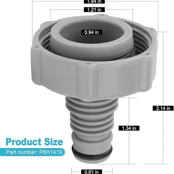 P6H1419 Aftapningsventil, Drænadapter til aftapning af poolslange, Røraftapningsventilforbindelse, P6H1419 Slangeadapterforbindelsesadapter (Diameter 32 mm)