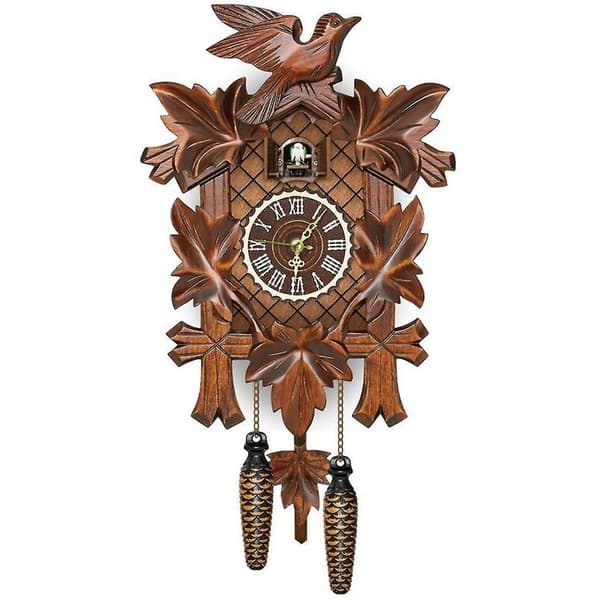 Väggklocka i MDF-trä – Längd 26 cm x Bredd 6 cm x Höjd 14 cm – Traditionell Schwarzwald-design