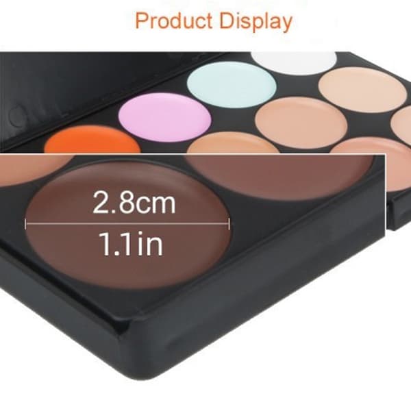 15 Färger Ansiktskräm Makeup Concealer Med 7st Rosa Borstar