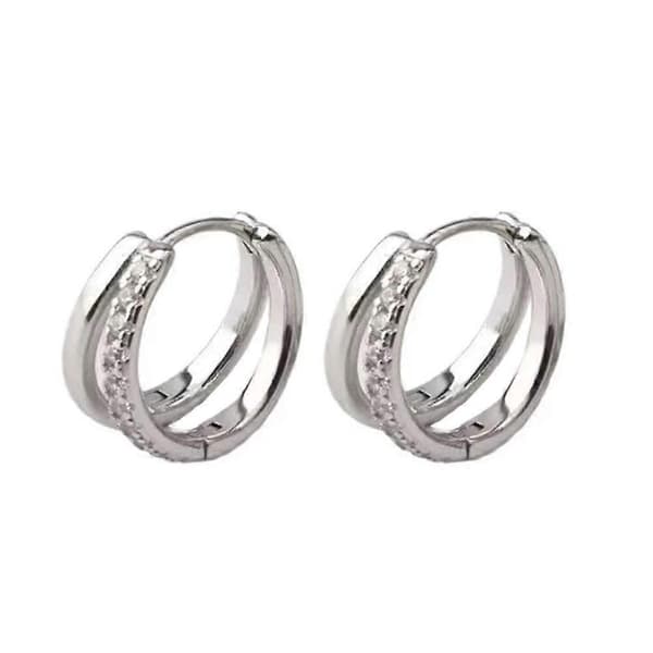 Högkvalitativ mångsidig silverörhänge Enkelt modeelement örhänge Kvinnor Dubbla lager silver