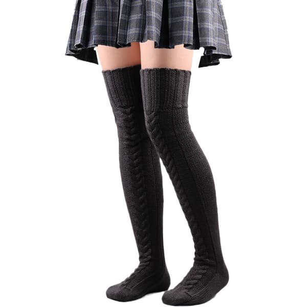 Varme strikkede over-knee sokker, sort Black