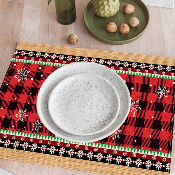 Jouluiset ruudulliset tabletit, 4 kpl, ruokasaliin, juhliin