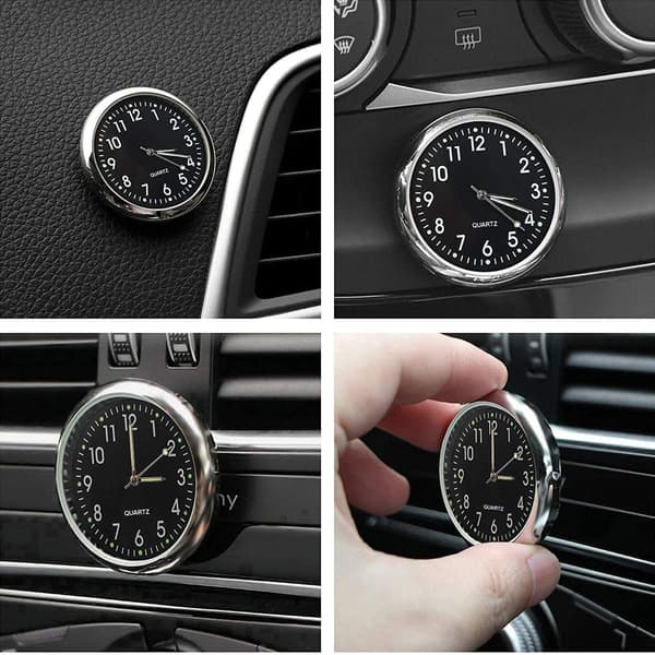 Bil Natlys Mini Ur - Sort 40mm (med dobbeltsidet lim)
