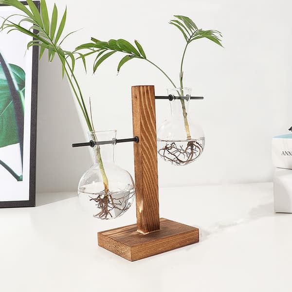 Klippblomstvase med treramme - 2 vaser