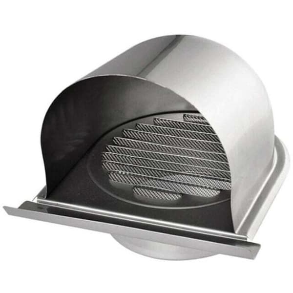 150 mm Ventilationsrist i Rustfrit Stål, 45° U-formede Lameller, Insektssikker, til Køkken og Badeværelse