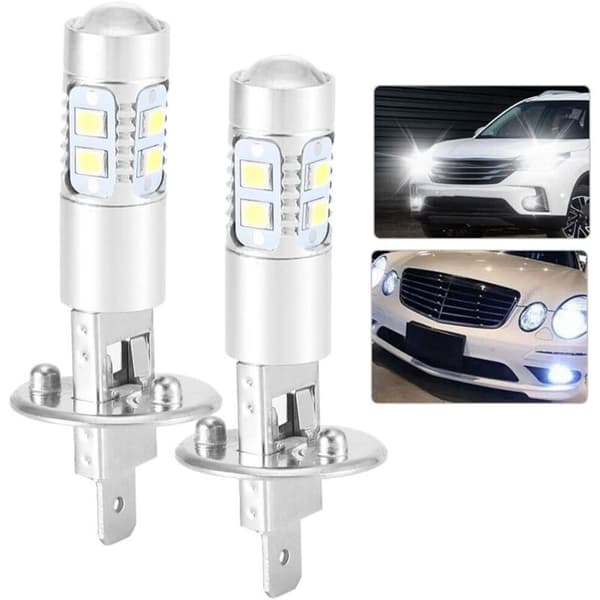 Super White 100W LED frontlyspærer Kit Tåkelys Kjørelys 2X H1 6000K