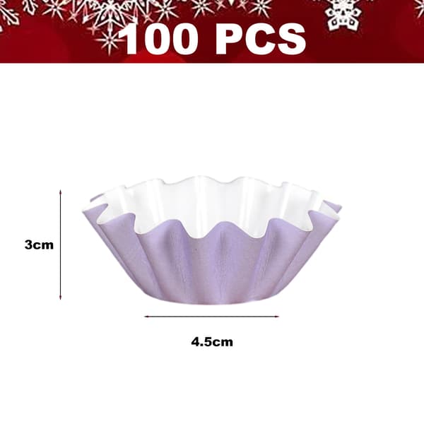 100 st blomformade kakformar belagda chiffonbrödsbas 4,5 cm * 3 cm hög, Lila