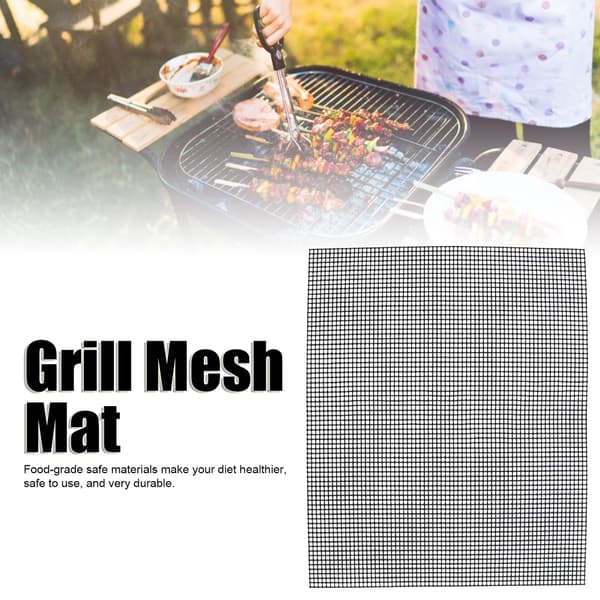 Fødevaregodkendt non-stick gitterark multifunktionel grillristmåtte til udendørs grill (sort 36x42cm)