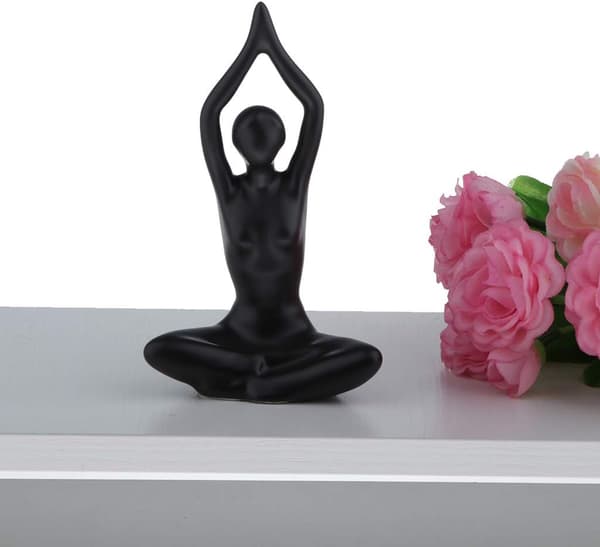 Keramiske Pigefigurer - Abstrakt Yoga Sort Model Kvinde Statue