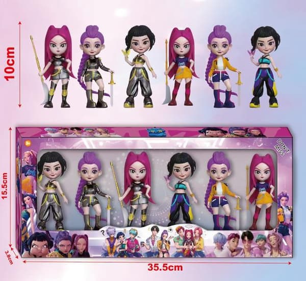 6-delt K-POP Devil Hunter Action Figur Sæt - Super sødt koreansk idol samlerfigur sæt, perfekt som dukkehus tilbehør. A