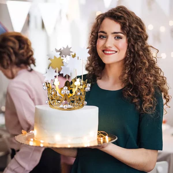 Mini-krone-kagepynt, krone tiara kagedekoration til bryllupsfest