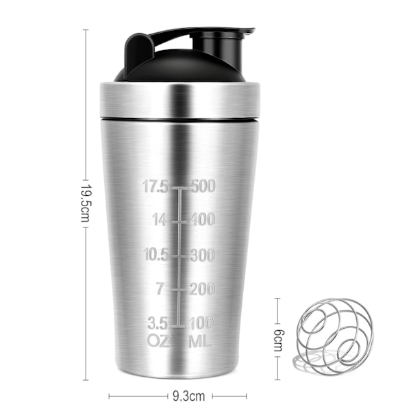 Proteinshaker i rustfrit stål, Klassisk Loop Shaker med BlenderBall