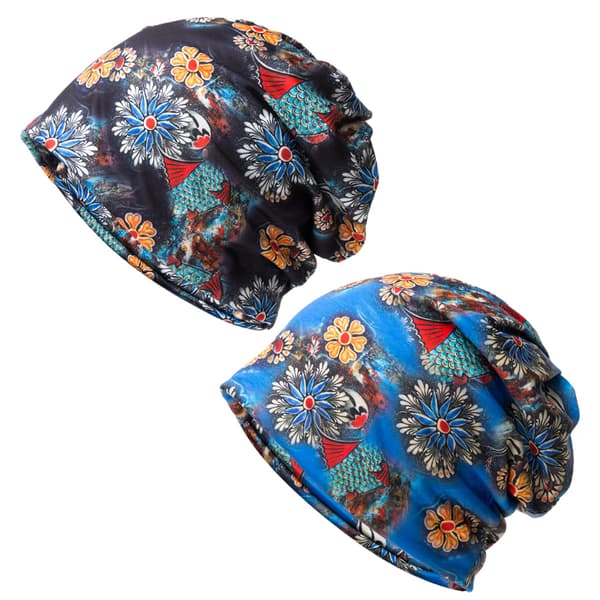 Damer Bomull Elastisk Slouchy Beanie Hatt Blomma Mössa Sjal