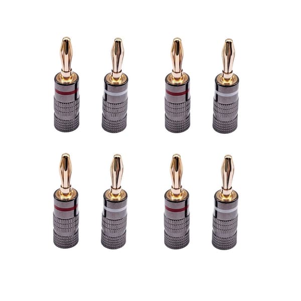 Bananpluggar, guldpläterade, 4 mm, 8-pack