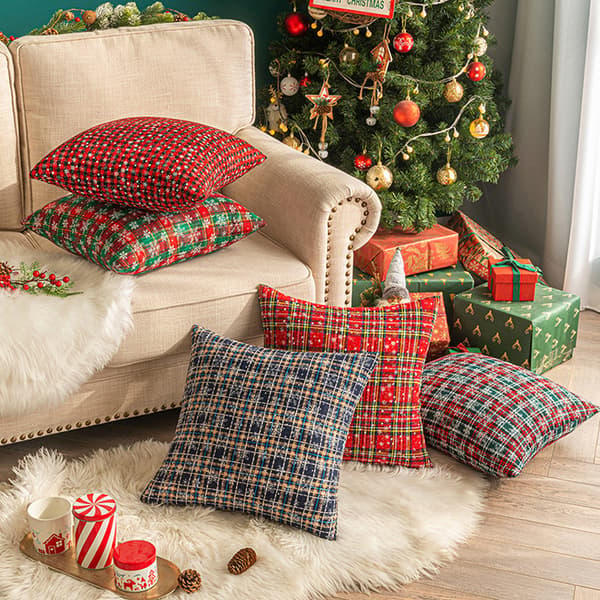 Julkuddöverdrag 45x45 cm 2-pack, Vinter Prydnadskudde Överdrag Jul Dekorativa, Stil 2