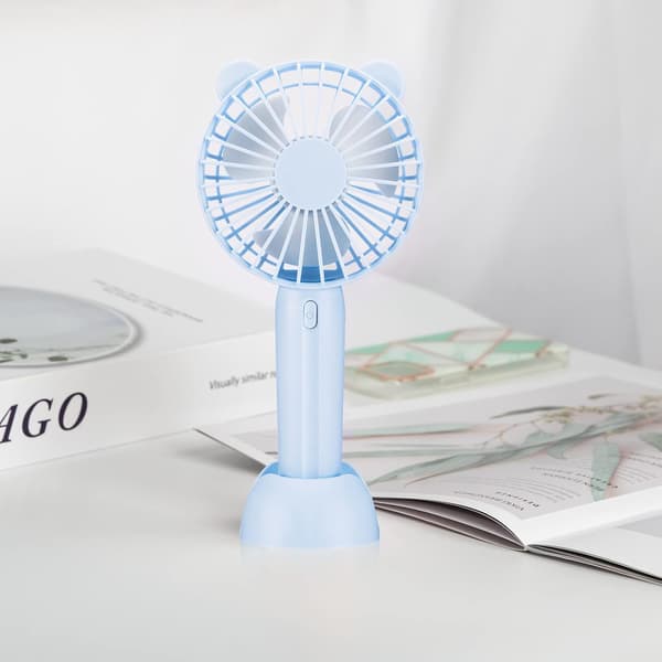 Mini bærbar ventilator, Gsedaox, Plastik, 3 hastigheder, 1500 mAh, Blå