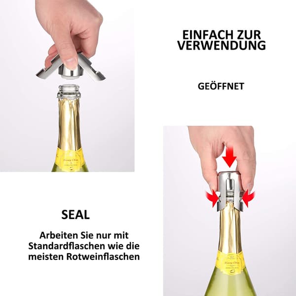3 stk. champagnekork i rustfrit stål og silikone, til prosecco og mousserende vin