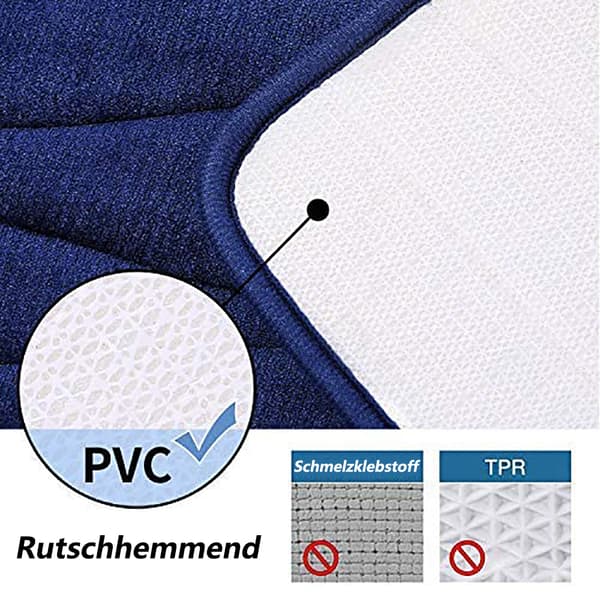 Baderomsmatte sett 2-delt memory foam absorberende baderomsmatte sett sklisikker vaskbart baderomsmatte sett 2-delt