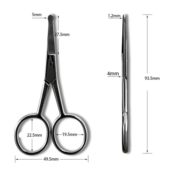 Premium handsmidd mustaschsax, 93,5 mm, silver