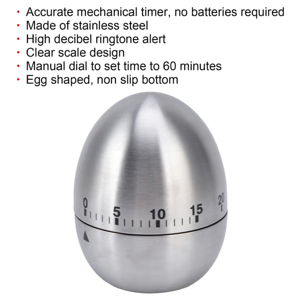Kogetimer Ægformet Klart Skala Design Manuel Mekanisk 60 Minutter Køkken Bage Timing Påmindelse
