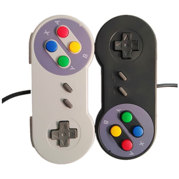 2-pak kablet USB SNES-controller til Windows PC, Raspberry Pi, Retro Game Emulator, Klassisk Super Famicom Gamepad med farveknapper, Ny form