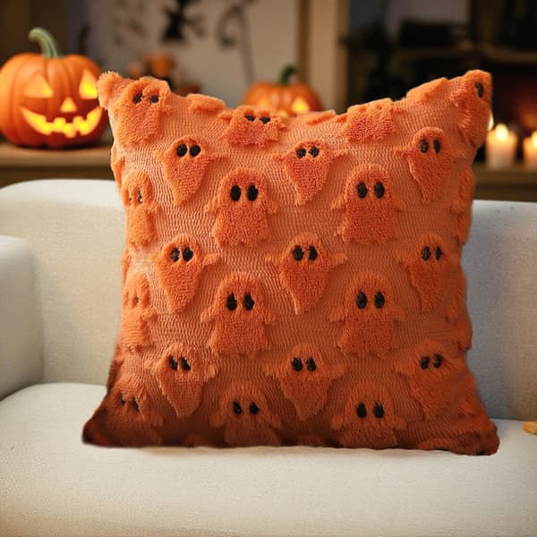 Halloween Orange Spøgelse Pudebetræk Sofapude Boligtekstil Feriefest Dekoration 45*45cm