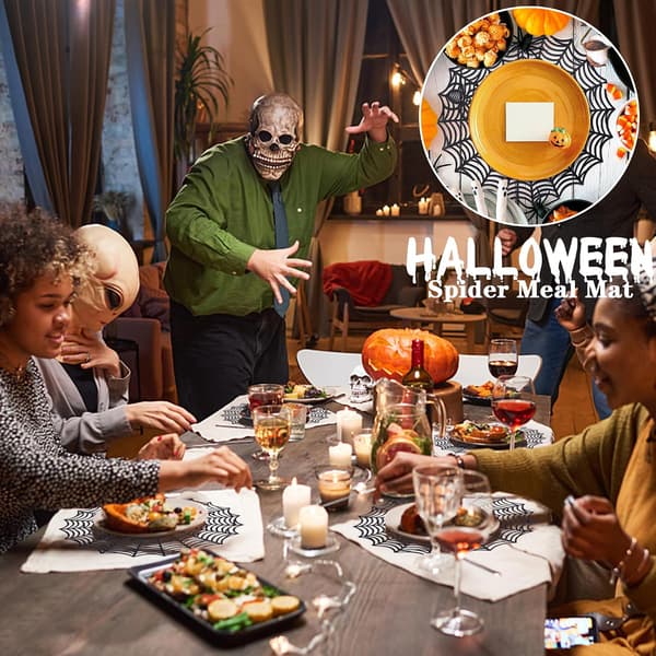6 stk. Halloween edderkoppespind dækkeservietter, sort, 38 cm diameter