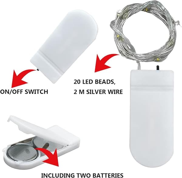LED Mini Eventyrlys med Batteri, 12 x 38 Mikro Utendørs Eventyrlys