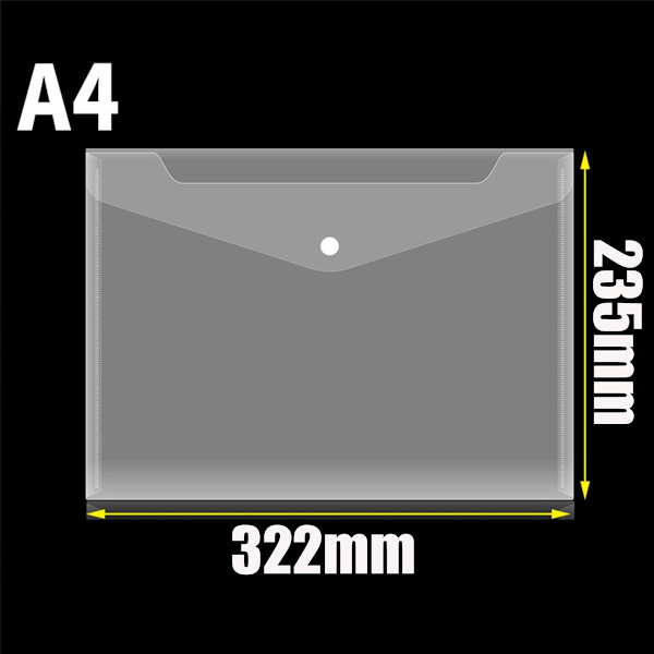 Dokumentmappe med trykknap A4, Transparent 5 stk.