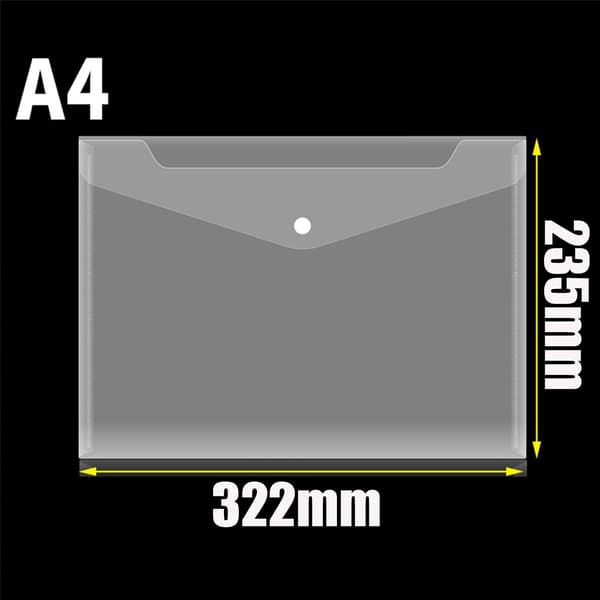 Dokumentmappe med trykknapp A4, Transparent 5 stk