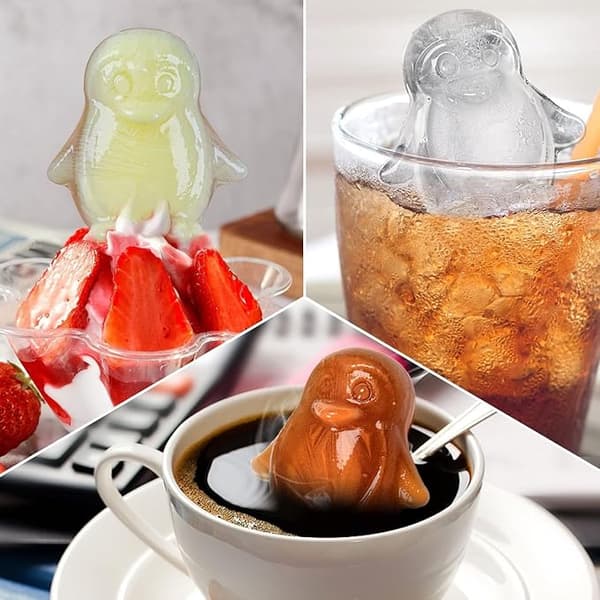 Isbitform med lokk, pingvinformet, matsikker isform for drinker og desserter