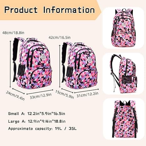 Geometrisk-print Børne Rygsæk (Unisex Skoletaske)