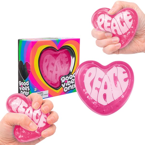Fred Hjerte Glitter Squishy Stressbold, Blødt TPR Klemmelegetøj til Angstlindring