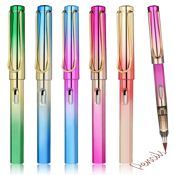 5 stk. Gradient Evig Blyant - Rosa+Oransje+Blå+Grønn+Lilla
